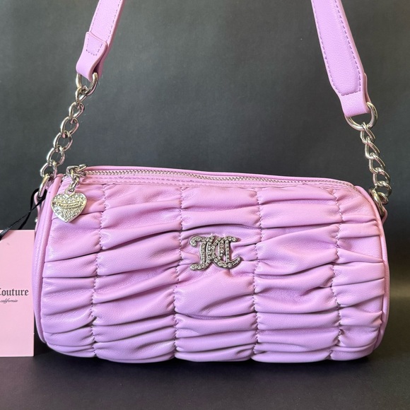 Juicy Couture Run The World Shoulder Bag Fondant Pink - Silver JC Charm - Picture 7 of 7